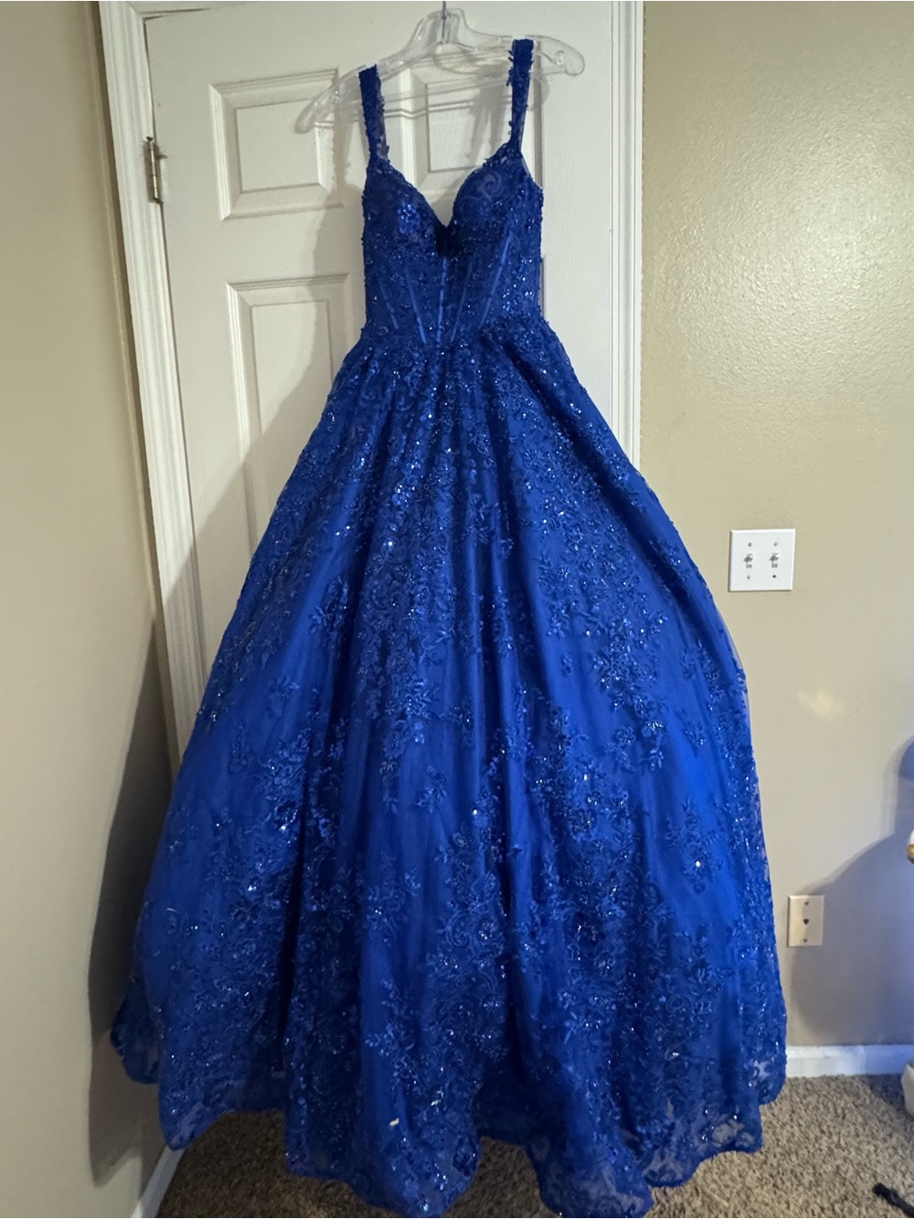 Sherri Hill Royal Blue Beaded Ball Gown
